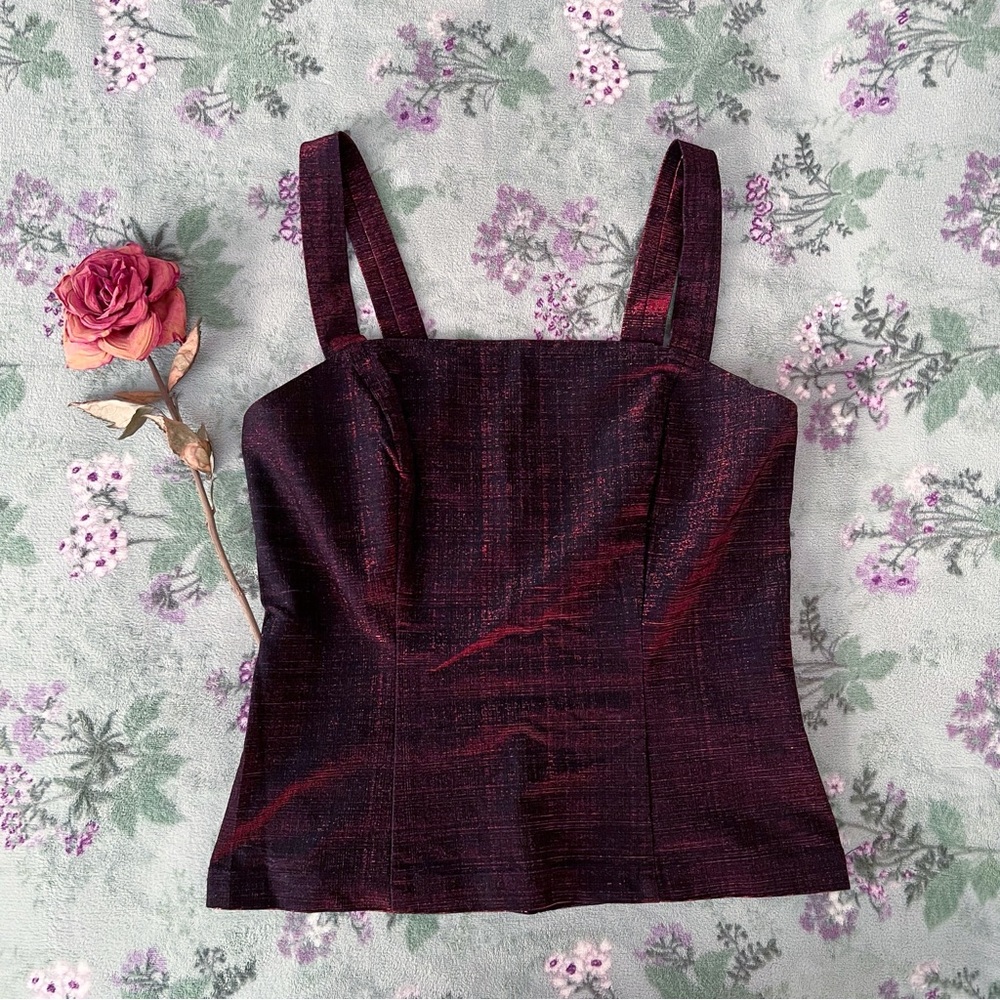 Vintage Y2K Formula X Red Metallic Sparkle Crop Tank ❤️✨🖤